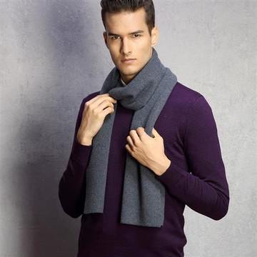 【米蘭精品】圍巾針織披肩-商務羊毛單色針織圍巾男女配件8色74io17