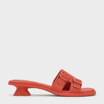 雙帶釦低跟拖鞋