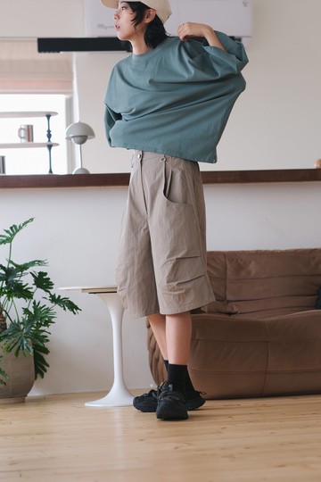 Bay Area灣區口袋挺棉料六分褲 - 2色- 灣區深米