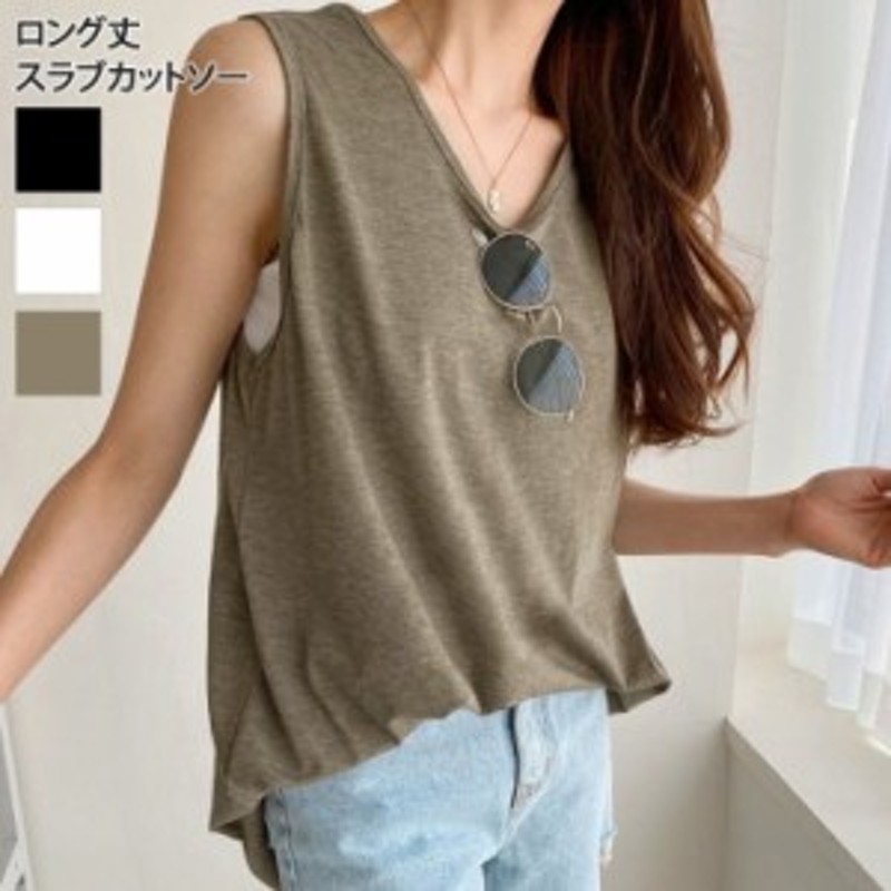 新作 ノースリーブロング丈ワイドスラブカットソー レディース トップス Tシャツ プルオーバー タンクトップ 夏 涼しい コットン混 綿混 通販 Lineポイント最大4 0 Get Lineショッピング