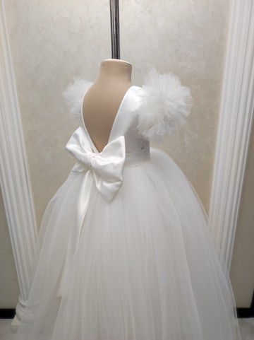 用於婚禮 生日 音樂會和其他慶祝活動的緞面花童禮服