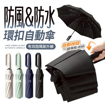 20骨扣環雨傘UV13-青
