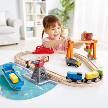 🚚快速出貨【德國Hape】起重裝卸港口組合｜生日禮物、週歲禮、木製玩具