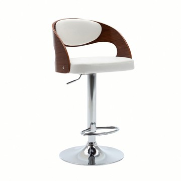 整新品082901伊澤拉曲木PU可調式吧檯椅-白色(木頭小瑕疵)