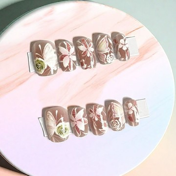 🎀台灣出貨🎀 穿戴甲 6119#手工穿戴甲合集新款假指甲貼片高級感短款伊美貓眼穿戴美甲