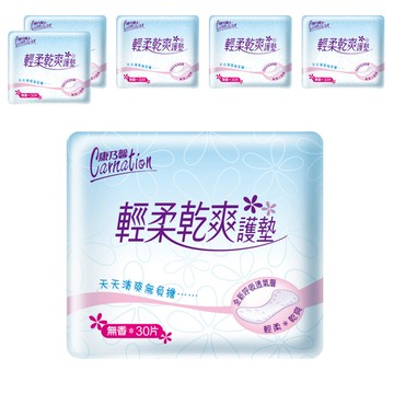 康乃馨 輕柔乾爽護墊 無香  15cm  30片  6包
