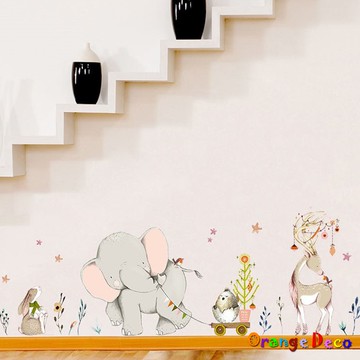 【橘果設計】大象朋友 壁貼 牆貼 壁紙 DIY組合裝飾佈置
