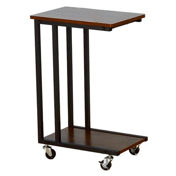 雙手萬能 多功能木質帶輪邊桌 鋼管烤漆 密集板 橡膠  69 x 48 x 30cm  原木色