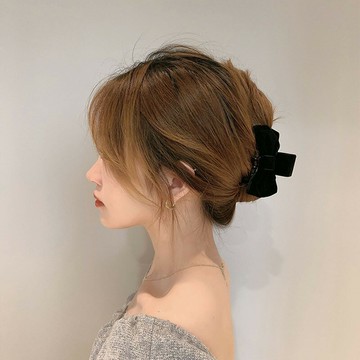 絲絨蝴蝶結頭飾發夾后腦勺抓夾鯊魚夾發抓發卡女盤發頭發夾子