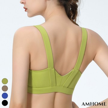 【Amhome】美式新款運動內衣吸濕速乾一體式健身文胸美背v領舒適瑜伽背心# 117234(現貨+預購)