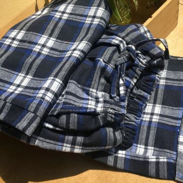 春季磨毛絨布睡褲女長褲純棉格子全棉休閑舒適家居服褲子可外穿