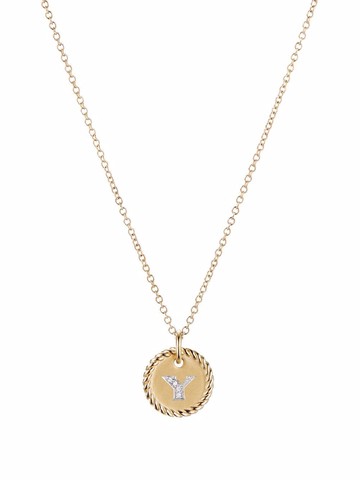 David Yurman - 18kt yellow gold Initial Y diamond charm necklace - women - 18kt Gold/Diamond - One Size