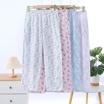 女士純棉睡褲長褲夏季薄款全棉加肥加大碼中老年可外穿休閑家居褲