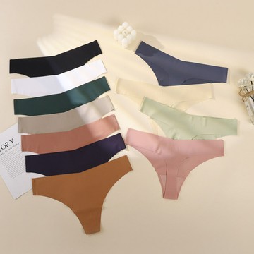 亞馬遜跨境歐美無痕壹片式女士內褲低腰透氣隱形無縫女生三角褲衩鑫弘-素時衣櫥