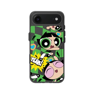 iPhone Air Clear (相機按鈕) 酷墨灰 - The Powerpuff Girls 飛天小女警 - 毛毛 - 可愛格紋款