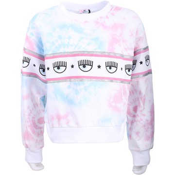 Chiara Ferragni Logomania 童裝 眨眼印花渲染粉藍色棉質運動衫 上衣