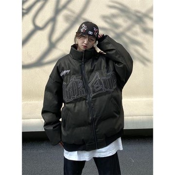 cemoliqiu美式羽絨服棉服男女秋冬加厚oversize寬松皮衣外套ins潮