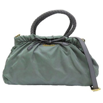 PRADA 普拉達 綠色 尼龍帆布 两用包 【二手名牌BRAND OFF】