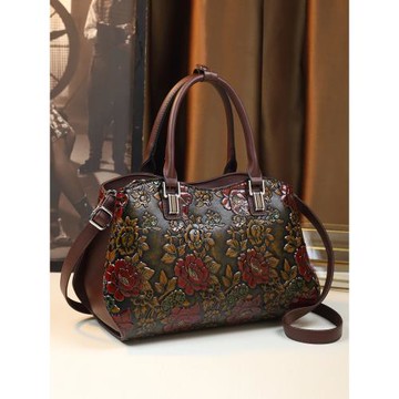 秋冬輕奢真皮女包名牌單肩斜挎2024新款大容量手提包中老年媽媽包