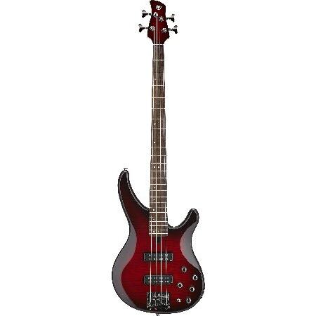 Yamaha TRBX604 4-String Flamed Maple Bass Guitar, Dark Redburst