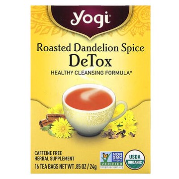 Yogi Tea, 清體茶，烤蒲公英香辛料，無咖啡萃取，16 茶包，0.85 盎司（24 克）
