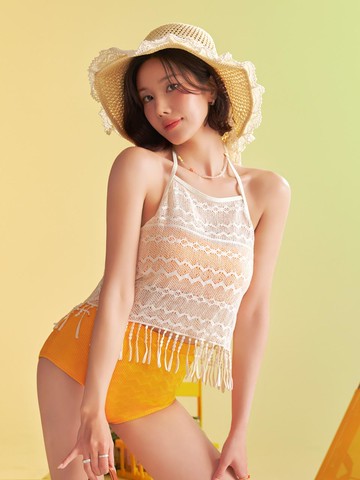 Fringed Knit Bikini [Yellow]