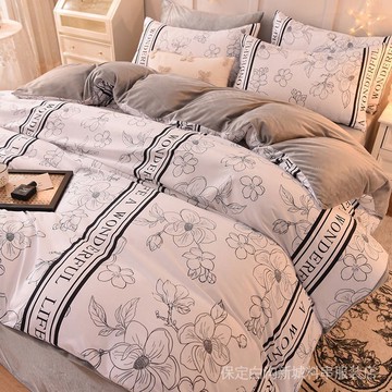 MISS LUNA 姐床笠床裙純棉絲柔棉床包床包四件組韓版床裙四件套公主瑞毛巾繡床上用品北歐赫本瑞棉刷毛四件套冬季保暖牛