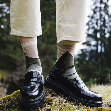 法國 幾何藝術城市 透紗彩襪 薄暮綠 - 39/41