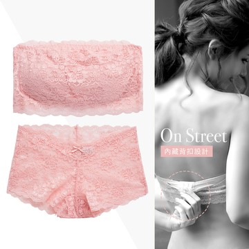 FLORA LOVELY 無鋼圈 蕾絲平口小可愛成套-橘色