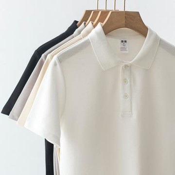 珠地棉POLO衫200g夏季薄款透氣商務休閑翻領純色短袖t恤
