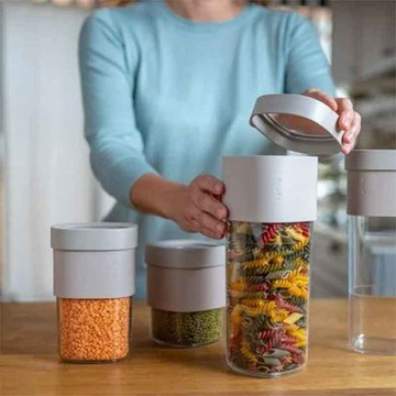【預購】雙容量密封收納罐(1.35L) 收納罐食物罐廚房用具 淡綠