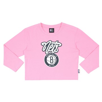 NBA 兒童/青少年 女款 短版 隊伍印花 長袖上衣 籃網隊 3554100441