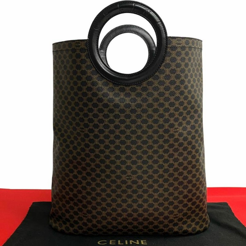 極 美品 CELINE セリーヌ マカダム ブラゾン サークルロゴ ハンドル 