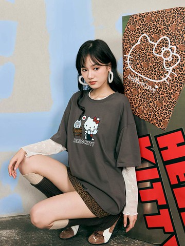 KITTY 街頭狂野．純棉印花寬版TEE