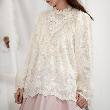重工刺繡蕾絲上衣270323