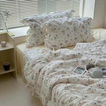 ✨精選好物✨柔軟親膚花邊四件套水洗棉碎花宿捨三件套床單被套床包四件組床上用品被套 被罩床包標準雙人 加大雙人單人床單