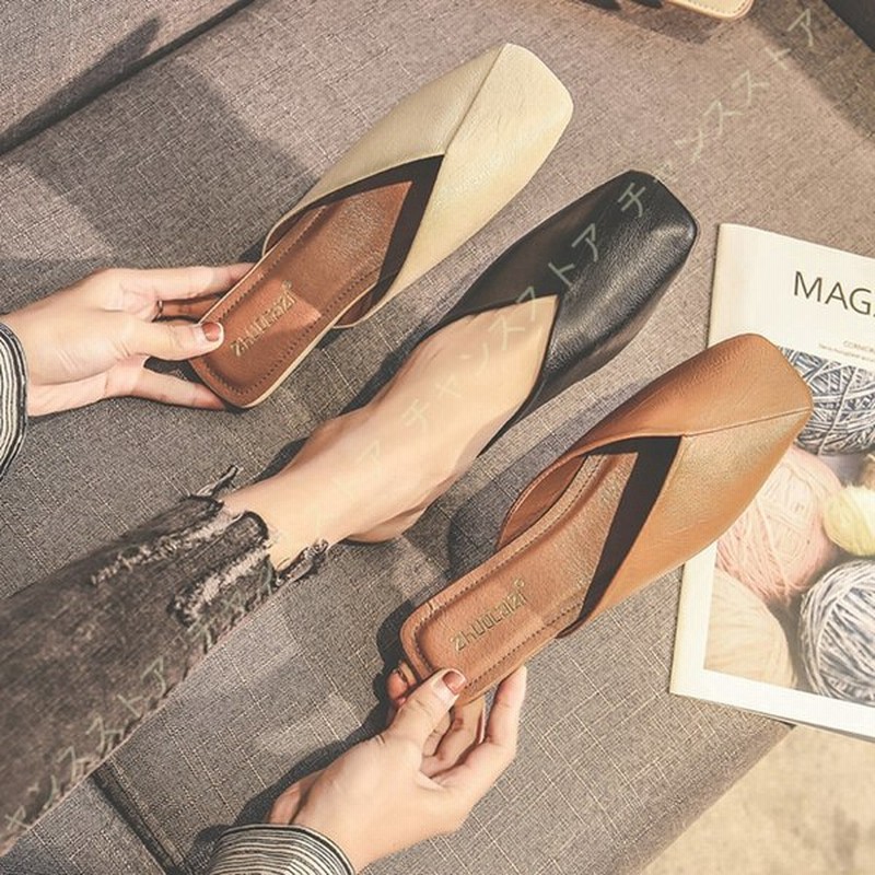 ミュール レディース オフィスサンダル 歩きやすい スクエアトゥ リボン バブーシュ ローファー シューズ スリッパ おしゃれ きれいめ スリッパ おじ靴 婦人靴 通販 Lineポイント最大get Lineショッピング