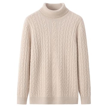 官方旗艦店100純山羊絨衫男高領加厚麻花基礎款百搭打底毛衣E2255