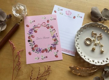 *Zoe's forest*草莓花環明信片 s49