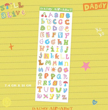 Daddy mini Alphabet 櫻桃貼紙 綠色 V2