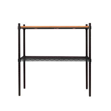 【Y HOUSE】90x45x75公分 松木兩層收納層架 置物架 鐵架-烤漆黑柚木
