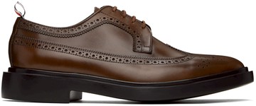 Thom Browne 棕色 Classic 长翼布洛克鞋