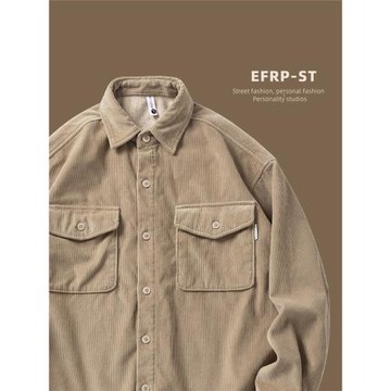 (免運)日系百搭EFRP加絨工裝燈芯絨襯衫男款秋冬季2025新款長袖保暖襯衣