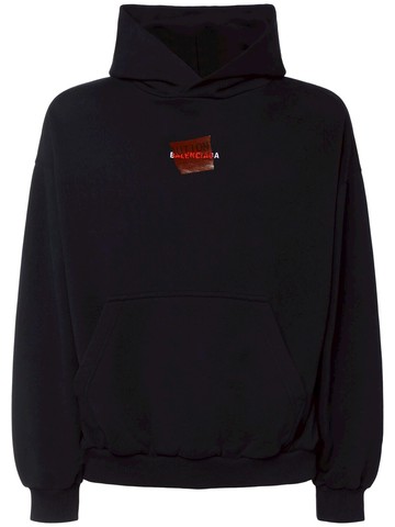 Taped Logo Cotton Hoodie