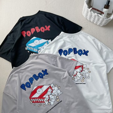 【MasCool】POPBOX爆米花短袖 短T 短袖TEE 短踢 素踢 落肩 T恤 T-SHIRT 寬鬆