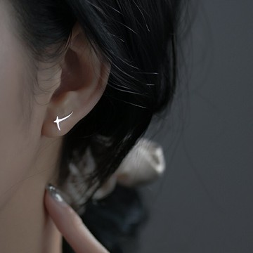 925純銀耳釘女小眾設計感2021年新款潮簡約流星耳環耳飾夏季養耳