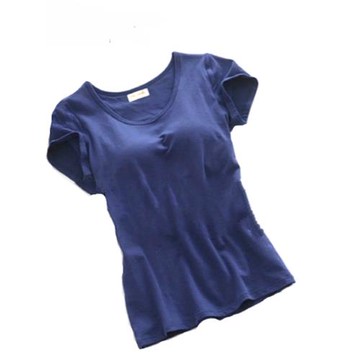 純色棉短袖半袖夏 帶胸墊文胸t恤內衣一體運動瑜伽服家居直筒上衣