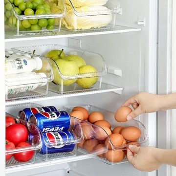 隔日到貨🔥透明收納盒 冰箱收納盒 廚房收納盒 斜口收納盒 櫥櫃收納 櫥櫃收納 手把收納盒 廚下收納盒 碗盤收納