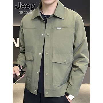 吉普夾克男士春季2026新款百搭上衣服潮流寬松翻領休閑防風外套男