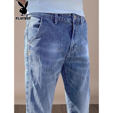 花花公子九分牛仔褲男士2026年秋冬季新款修身小腳褲休閑長褲子男